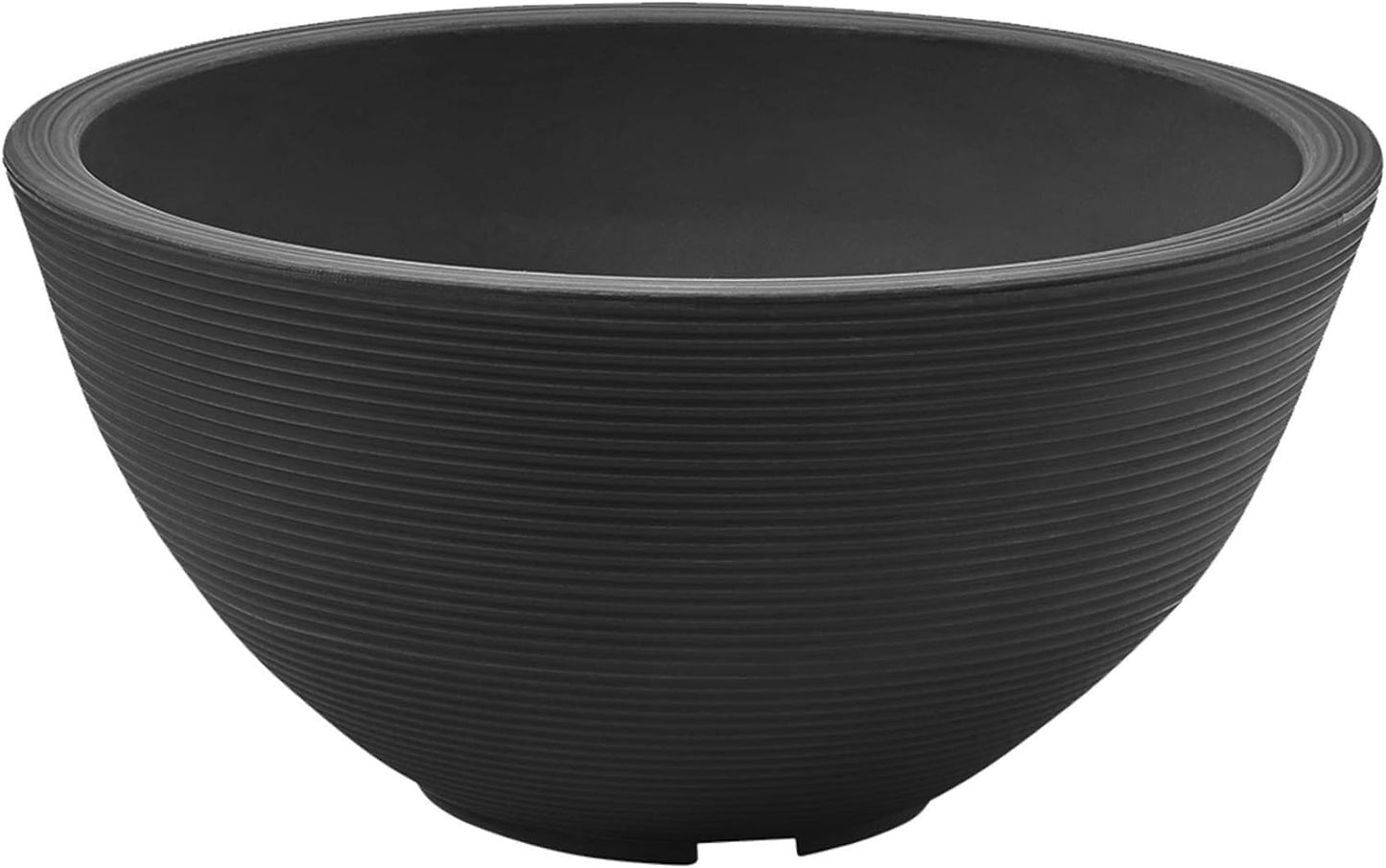 Crescent Garden Delano Bowl Planter, Indoor Outdoor Round Shallow Plant Pot for Water Garden, Bonsai Plant Pots, Succulents with Drain Hole - Double Walled Bowl Lotus Pot, 16" W (Caviar Black)