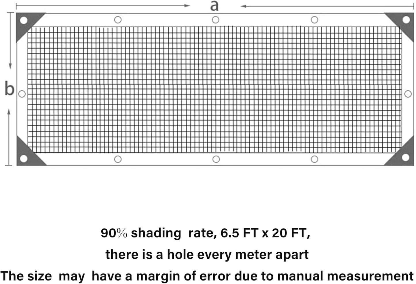 winemana 90% Shade Cloth, Dog Kennel Shade Cover, 6.5 x 20 FT Sturdy Durable Sunblock Shade Mesh Tarp with Grommets for Patio Plants Greenhouse Chicken Coop Porch