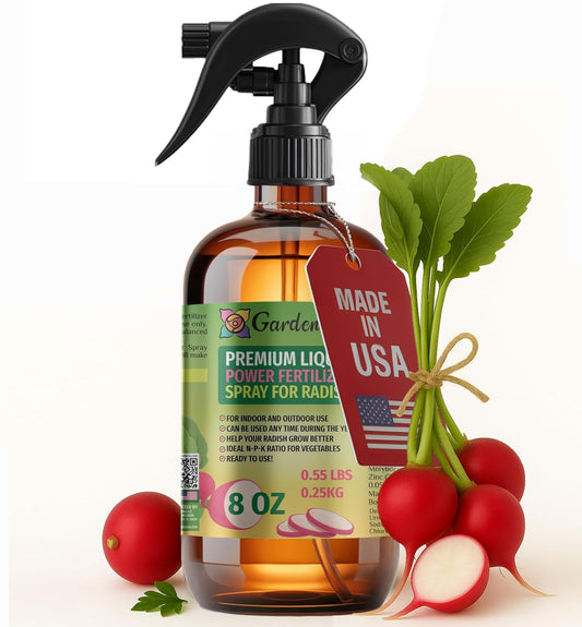 Liquid Power Radish Fertilizer Spray – Ready-to-Use Liquid Plant Food Mist for Radish – Premixed, Easy Application – Fast-Acting Formula for Growth, Roots & Yield – Indoor & Outdoor Use – 8 oz