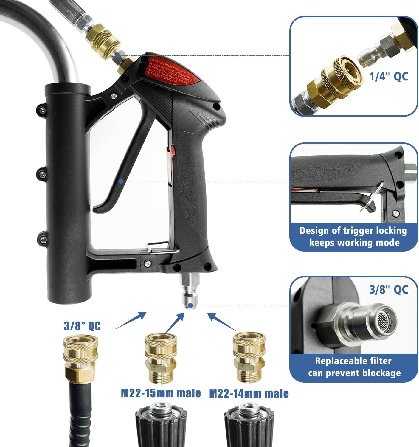 JANZ 30'' Pressure Washer Surface Cleaner with 4 Wheels,Dual Handle,Stainless Steel Housing, 2 Hose Adapters and 4 Replacement Nozzle Cores,Ideal for Driveways, Sidewalks,Patios,Decks Cleaning