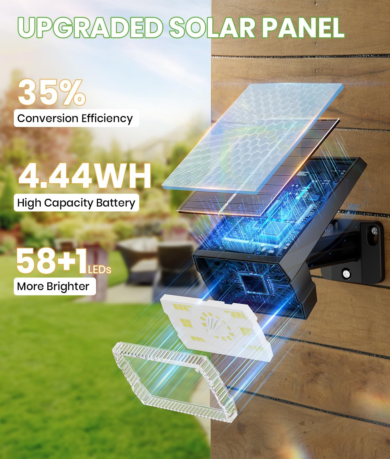 Solar Spot Lights Outdoor, 58 LED 8 Color Modes Solar Spot Lights, Multicolor RGB Flood Light Waterproof IP67, 2-in-1 Wall Light for Tree Garden Pathway (Multicolor, 1 Pack)