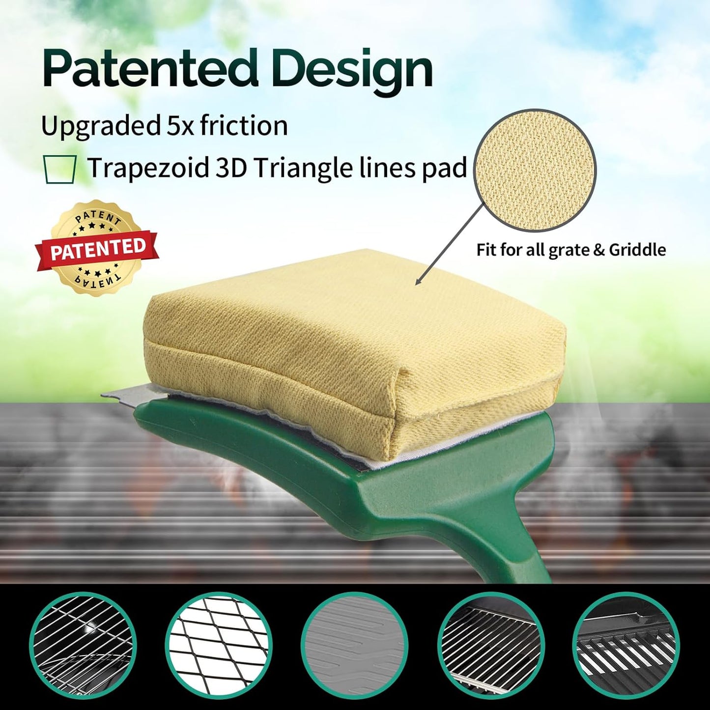 19" Large Bristle-Free Steam Cleaning Grill Brush,Replaceable BBQ Cleaning Head,Safe Grill Accessories for Cast Iron Grates/Porcelain/Weber Gas/Charcoal Grill - Gifts for Men Dad Husband