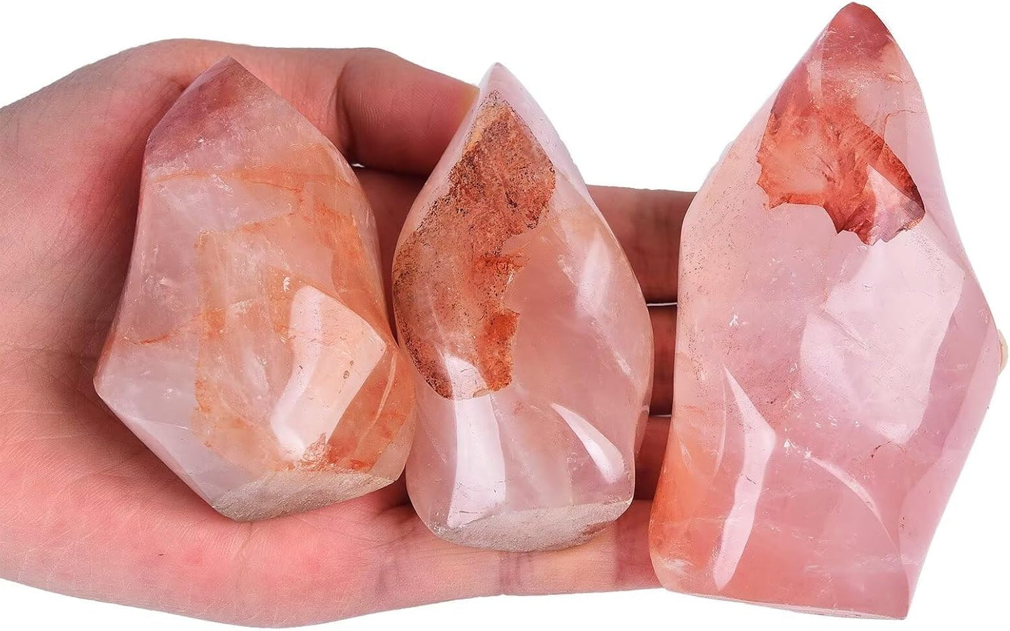 AMOYSTONE Red Hematoid Flame Shaped Stone Towers Obelisk Natural Healing Crystal Quartz Reiki Energy Decoration Home Office Small 1.0LBS