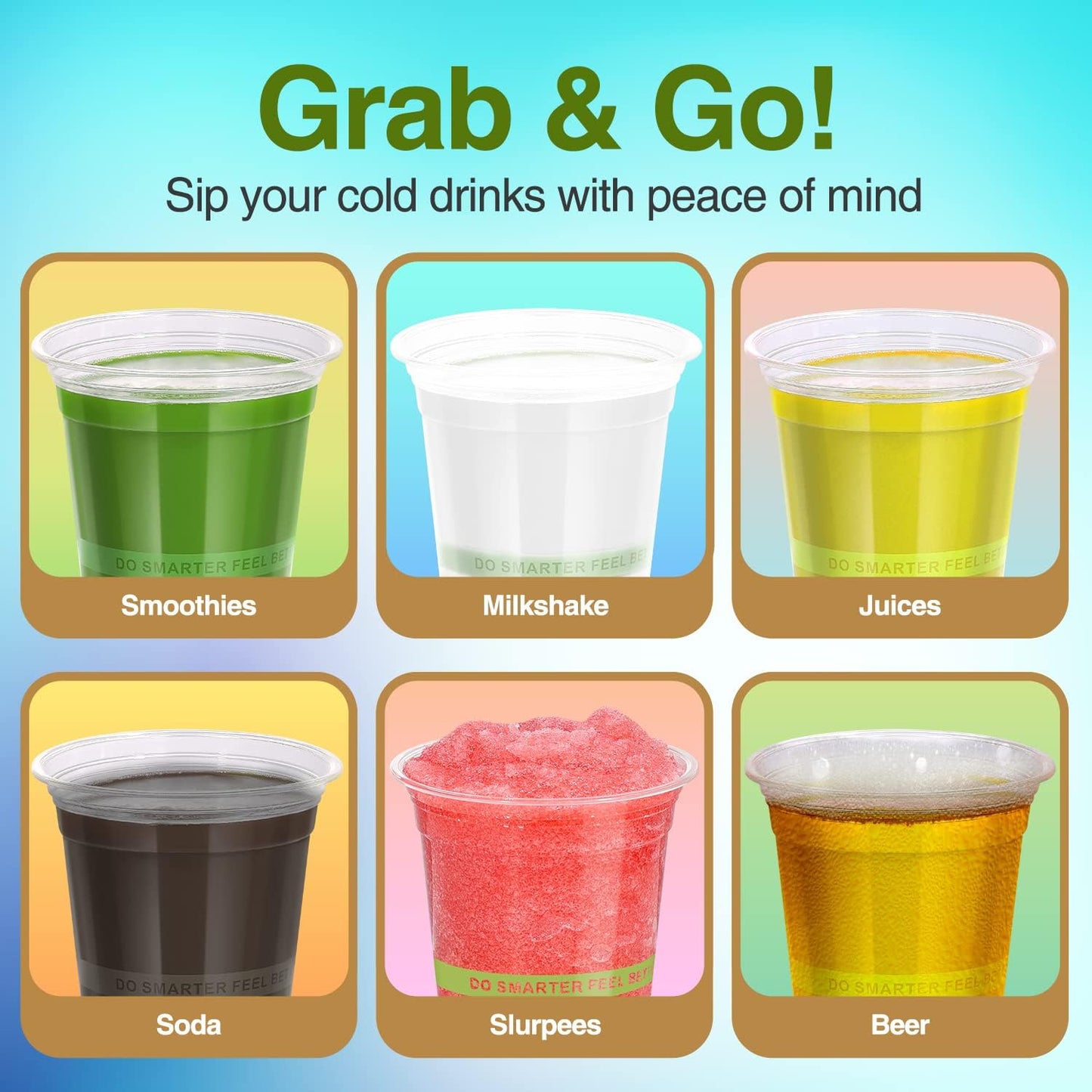 Eco Compostable Plant-Based Clear Plastic Cups 16oz Thick, Reusable, Disposable Iced Coffee Cups for Smoothies, Beer & Any Beverages for Parties, Weddings & Gatherings (16oz)