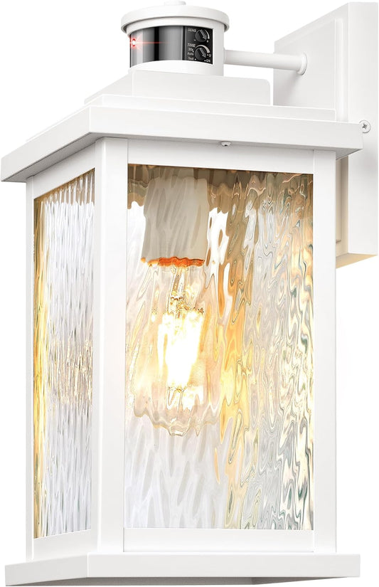 VIANIS Large Adjustable Sensitivity Motion Sensor Exterior Porch Lights, White Dusk to Dawn Outdoor Lighting, Anti-Rust Waterproof Front Porch Light for Garage, Front Door