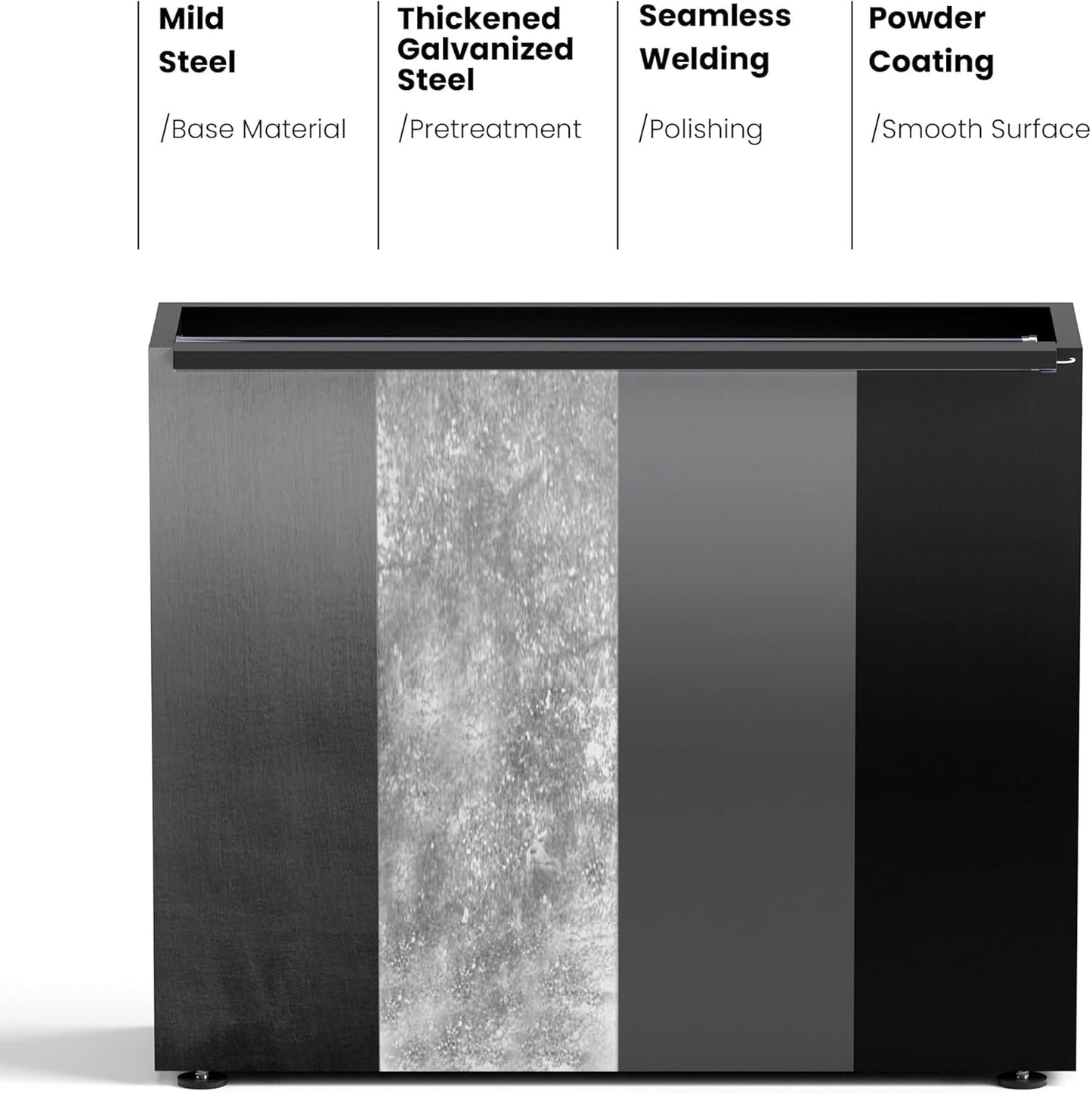 GSK Tall Light Vibe Decor 30" H×10" W×37.9" L Metal Span Planter Box LED Lighting Strips×2 Indoor Divider Rectangle Insert Tray 3 Drainage Holes Garden Plants Flower Outdoor Separation Your Space