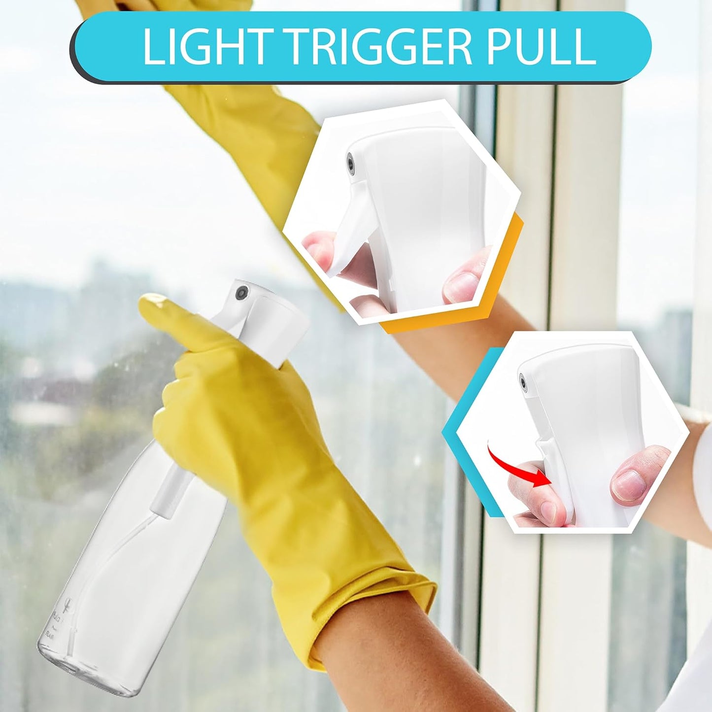 Hula Home Spray Bottle for Hair (20oz/590ml) - Powered by Flairosol® Spray Technology - Continuous Ultra Fine Mist Sprayer – For Hairstyling, Cleaning, Salons, Plants, Essential Oil & More - White