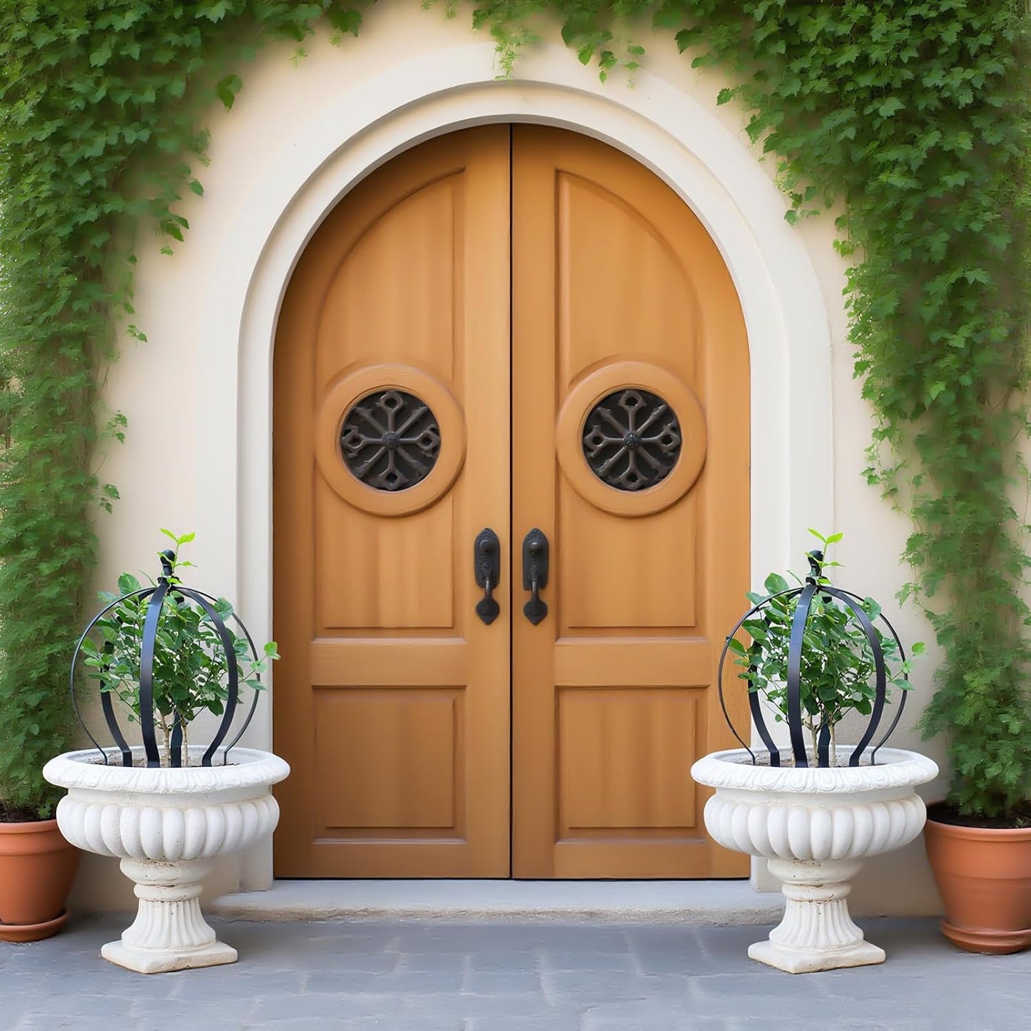 2-Piece Metal Garden Trellis Obelisk for Climbing Plants – 12.6 x 17.5 Inches - Stylish Topiary Frame for Outdoor Roses and Potted Plants – Durable Powder Coated Finish