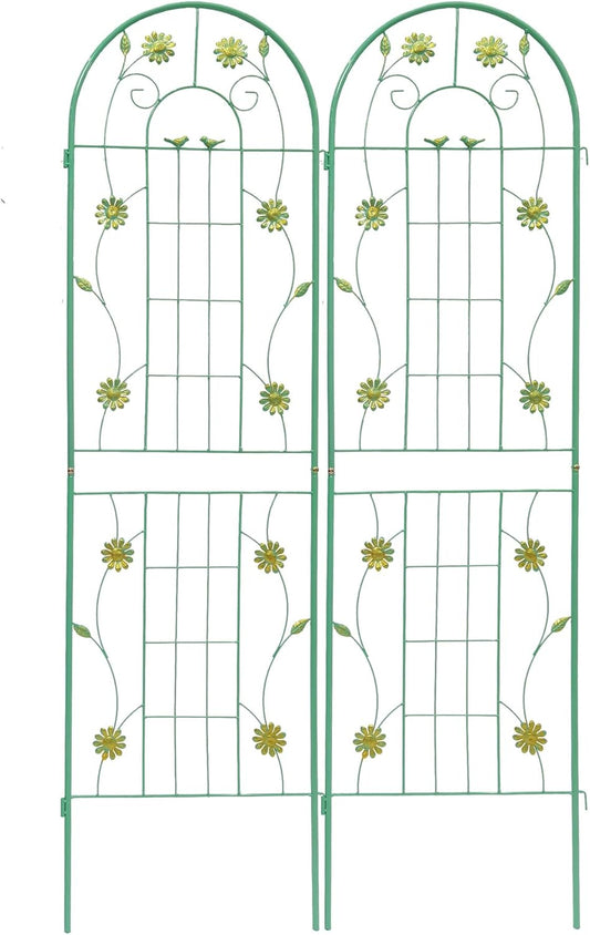 2 Pack Metal Garden Trellis 71" H Garden Fence Rustproof Trellis for Climbing Plants Support Roses Flower Outdoor Lawn, Green