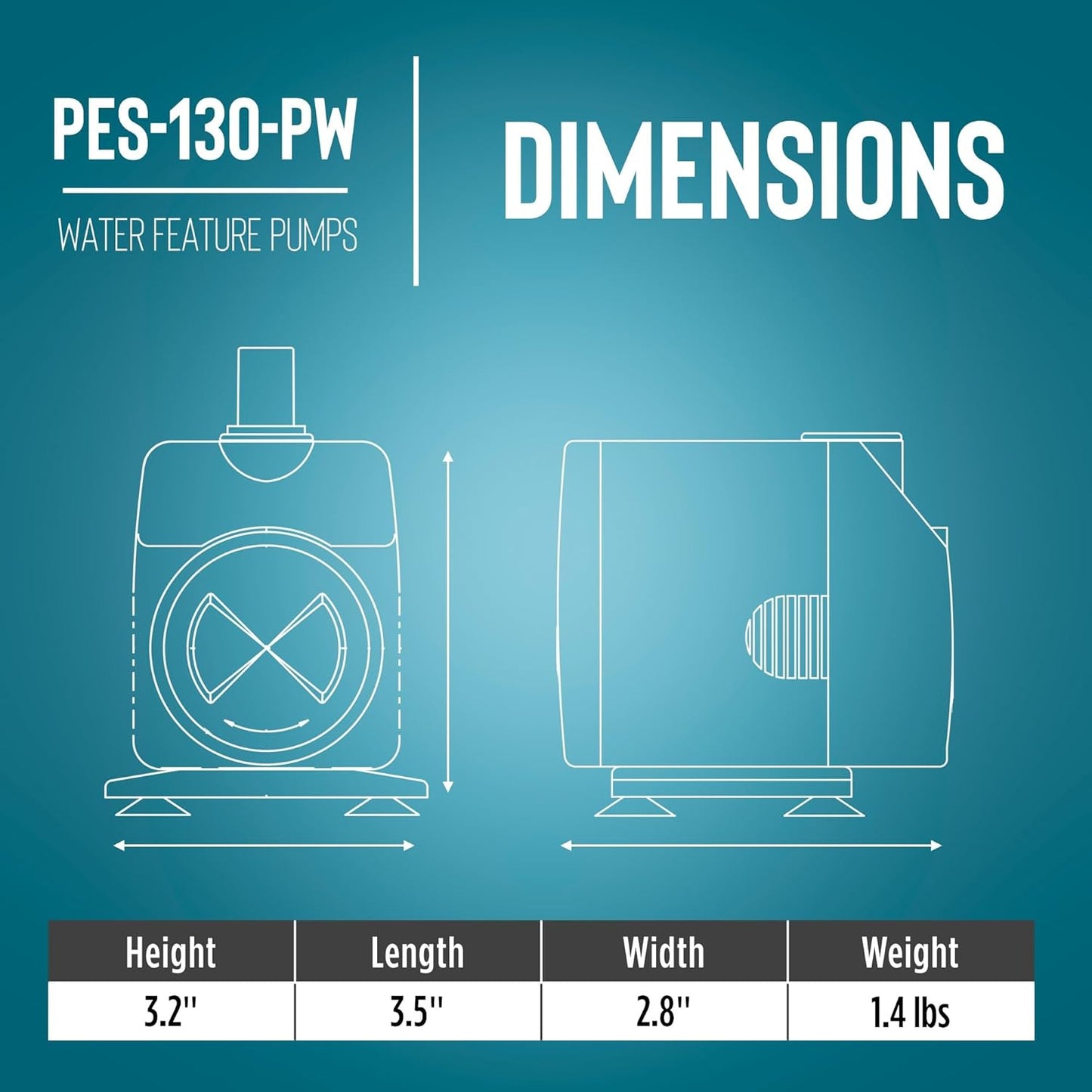 Little Giant PES-130-PW 115-Volt, 130 GPH Magnetic Drive Fountain/Pond Pump with 6-Ft. Cord, Black, 566716