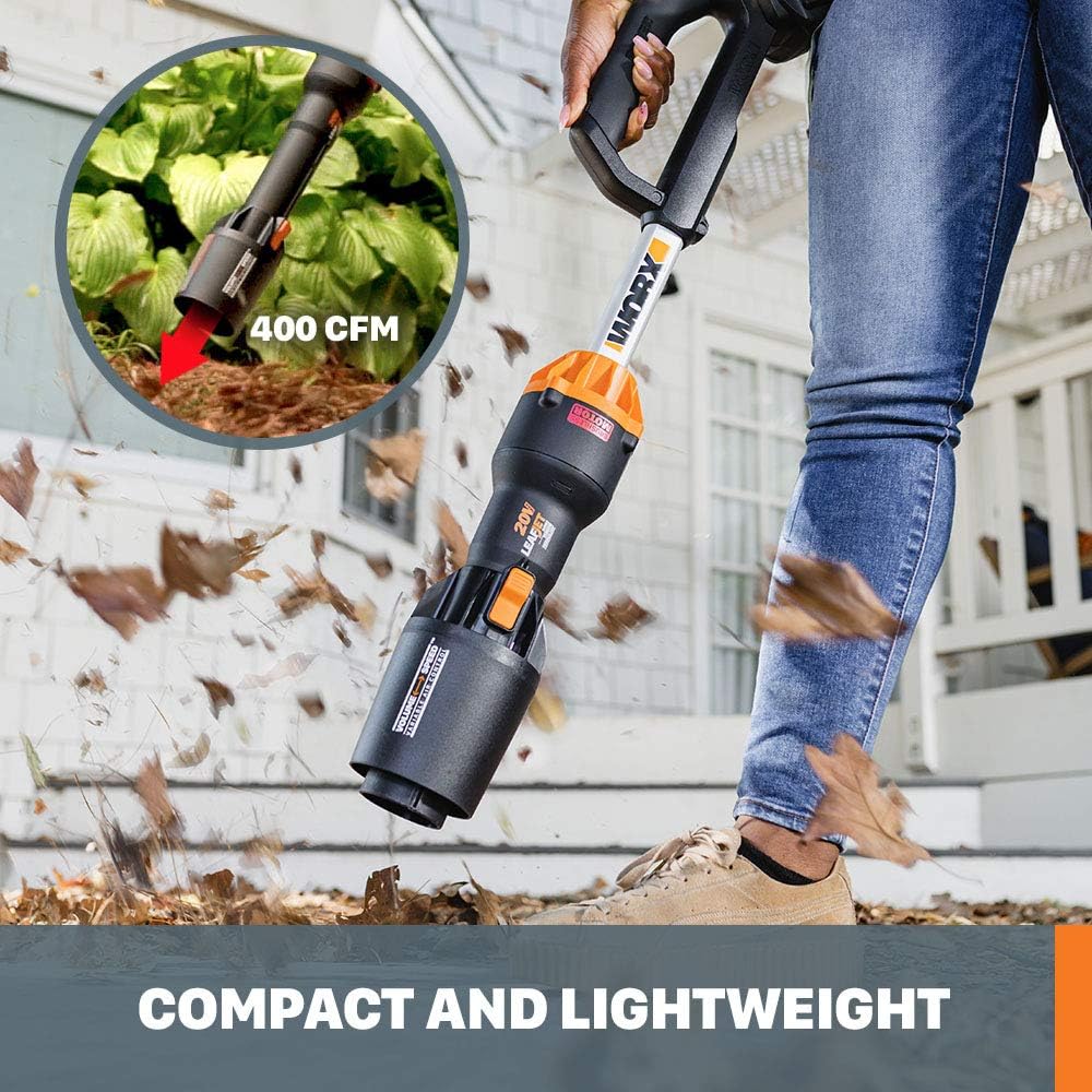 WORX Nitro WG543.9 20V Cordless Leaf Blower, Electric Blower with 410CFM & 130MPH, Blowers for Lawn Care with 2.3 Lbs, Battery & Charger Not Included