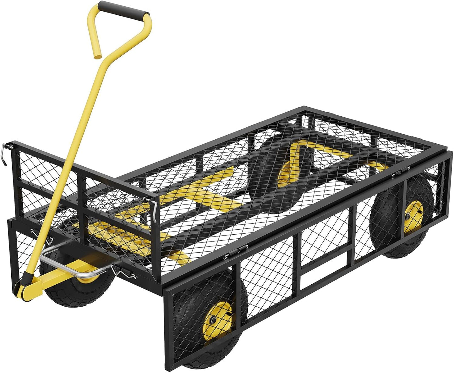 900 LBS Garden Dump Cart with Removable Sidewalls, Heavy Duty Steel Dump Wagon with 180° Swivel Handle & 10-inch Tires, Yard Cart Utility Wheelbarrow for Backyard Farm