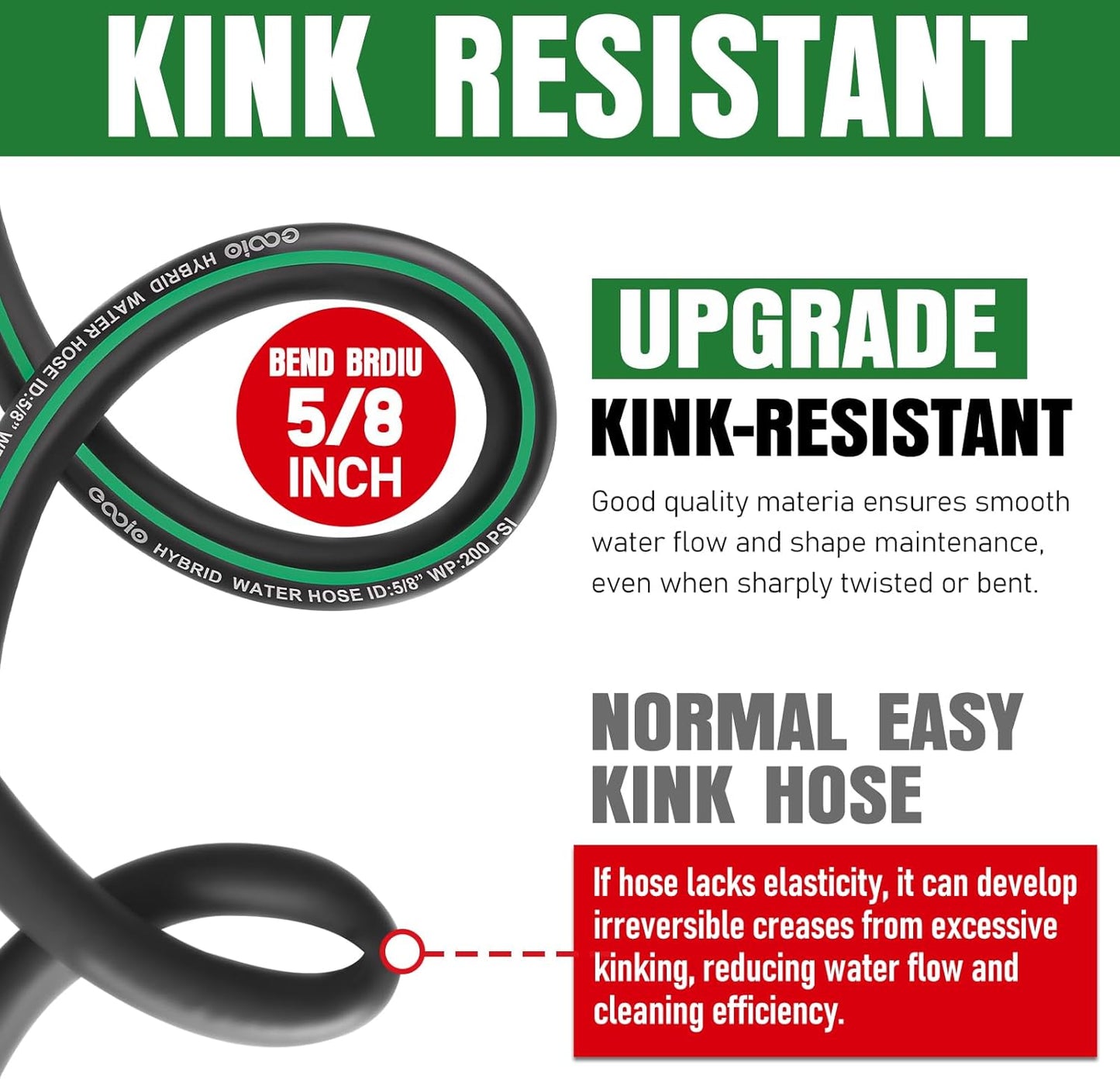 Heavy Duty Garden Hose 100ft, NON-EXPANDABLE Flexible Water Hose, Kink Resistant Lightweight Hybrid Hose, Leakproof Hose Male to Female Fittings