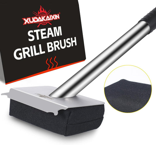 Steam Grill Brush Bristle Free,[Ultra Safe & Efficient] Grill Cleaner for Outdoor Grill,BBQ Replaceable Scraper Cleaning Head,Grill Brush BBQ Accessories,Gifts for Men/Dad ﻿