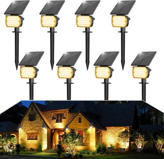 VOLISUN Solar Spotlight Outdoor, IP67 Waterproof Solar Landscape Spot Lights，Uplights for Yard Garden Pathway - 8 Pack (Warm White) 27 LED 3 Lighting Modes