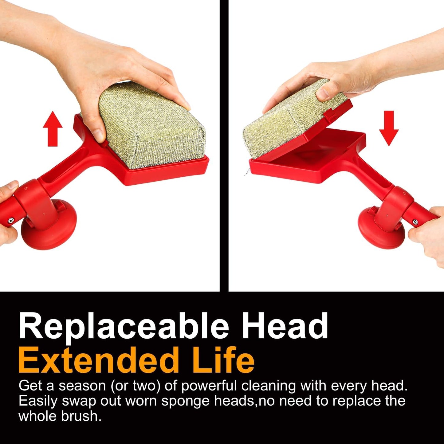 BBQ Grill Cleaner Brush, EEFINITE Steam Grill Brush for Outdoor Grilling with Replacement Scrub Sponge + Superior Scraper, Safe No Wire Bristle Barbecue Scrubber Brush for Grills Cleaning Tool