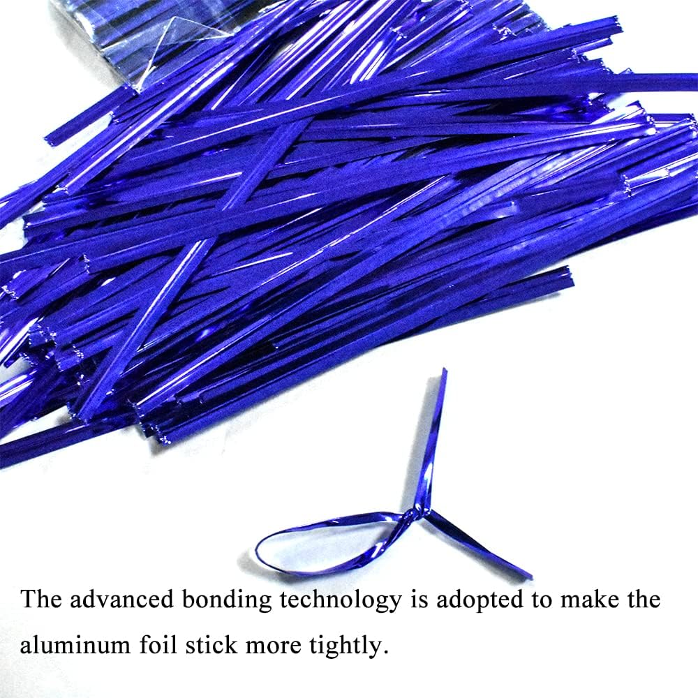 HAHIYO 300Pcs 4 inches Blue Metal Twist Ties Bread Candy Coffee Bag Ties Plant Garden Twist Ties for Cellophane Treat Bags Gift Wraping Bags Plastic Bags Halloween Party Cake Present Art Crafts