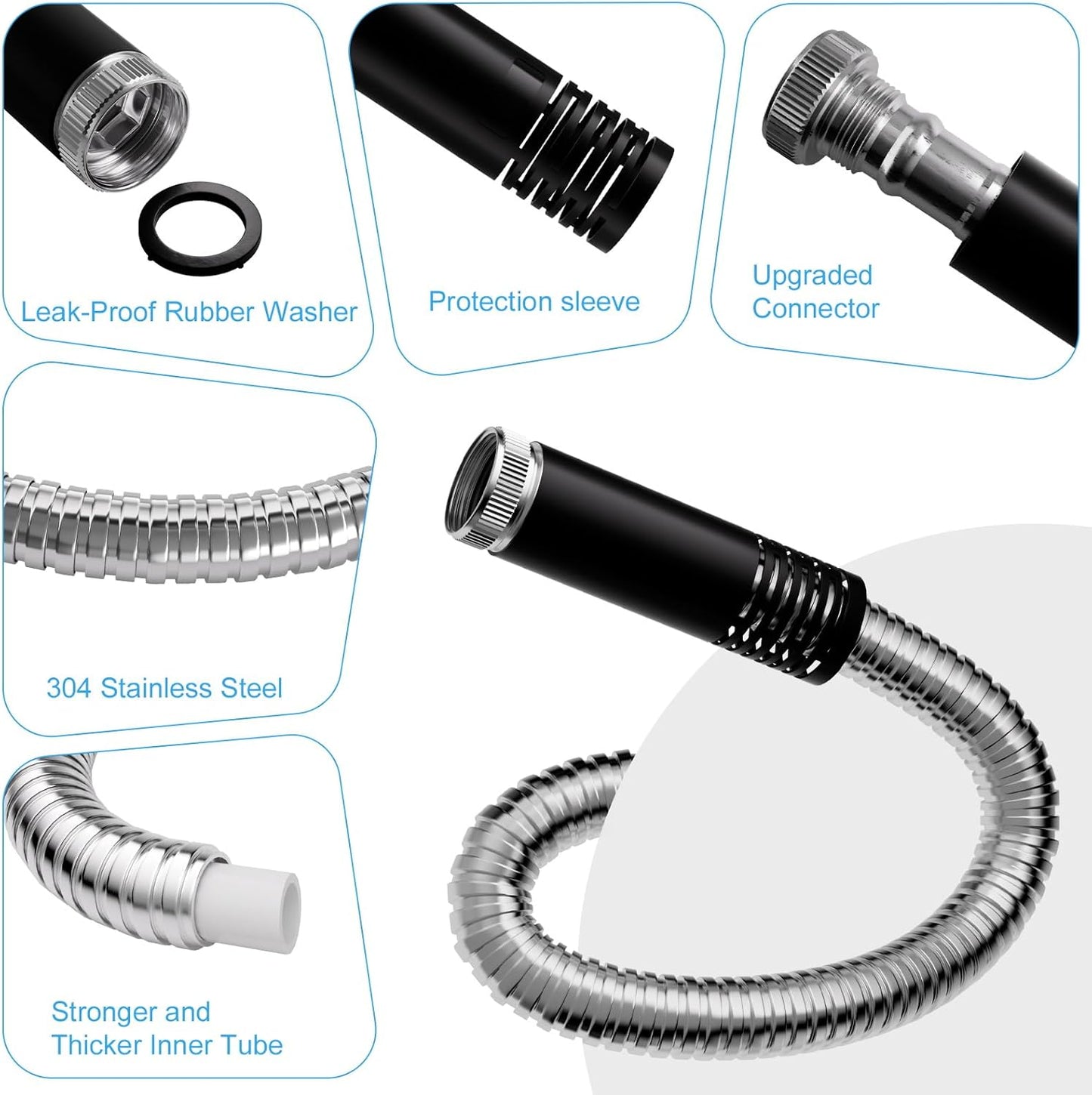 Garden Hose Metal 15 FT, Flexible Stainless Steel Water Hose, Kink Free, Connectable Short Hose, Lightweight & Durable, Crush Resistant Fitting, Puncture Proof Hose for Yard, Rv, 600 PSI 2025 New