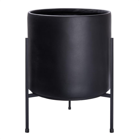 D'vine Dev Modern Black Plants Pot Cylinder Planter with Heavy Duty Stand, X-Large 14 Inch Pot, 19.6 Inch with Stand Height, 96-T-B-4