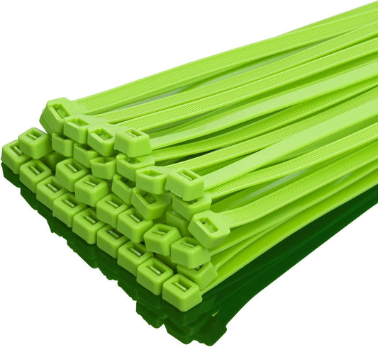 XINGO 12 inch Apple Green Zip Ties Heavy Duty 100 Pack, 120 LBS Tensile Strength, Premium Nylon Cable Wire Ties, Self-locking Plastic Ties for Indoor and Outdoor Use