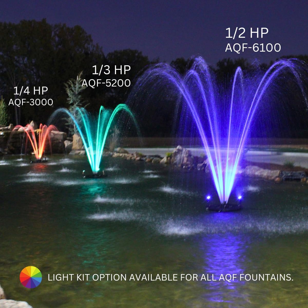 HALF OFF PONDS Floating Fountain – 1/3 HP Pond Aerator, 100' Cord – 5,200 GPH Water Pump – 9 Spray Patterns - Energy-Efficient Pump - for Ponds & Water Gardens