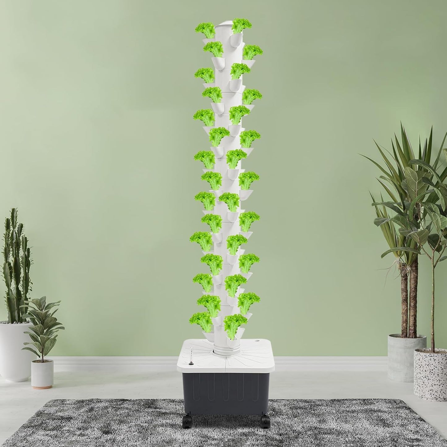 Hydroponics Vertical Growing Kit with Grow Lights 45 Plants Garden Hydroponic Growing System Outdoor Outdoor Indoor Vertical Garden Planter Tower with Automatic Watering for Herbs Fruits Vegetables