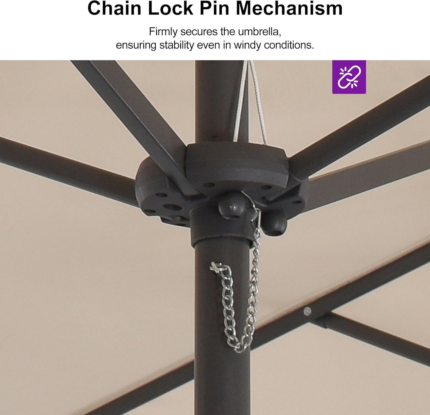 PURPLE LEAF 14ft Patio Market Umbrella Outdoor Double-Sided Umbrella with Base and Crank Rectangle Table Umbrella for Pool Deck Garden, Khaki