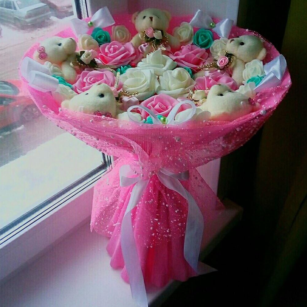 Artificial Flowers 100PCS 3CM Mini Fake Roses for DIY Wedding Bouquets Centerpieces Party Baby Shower Home Decorations (Ivory)