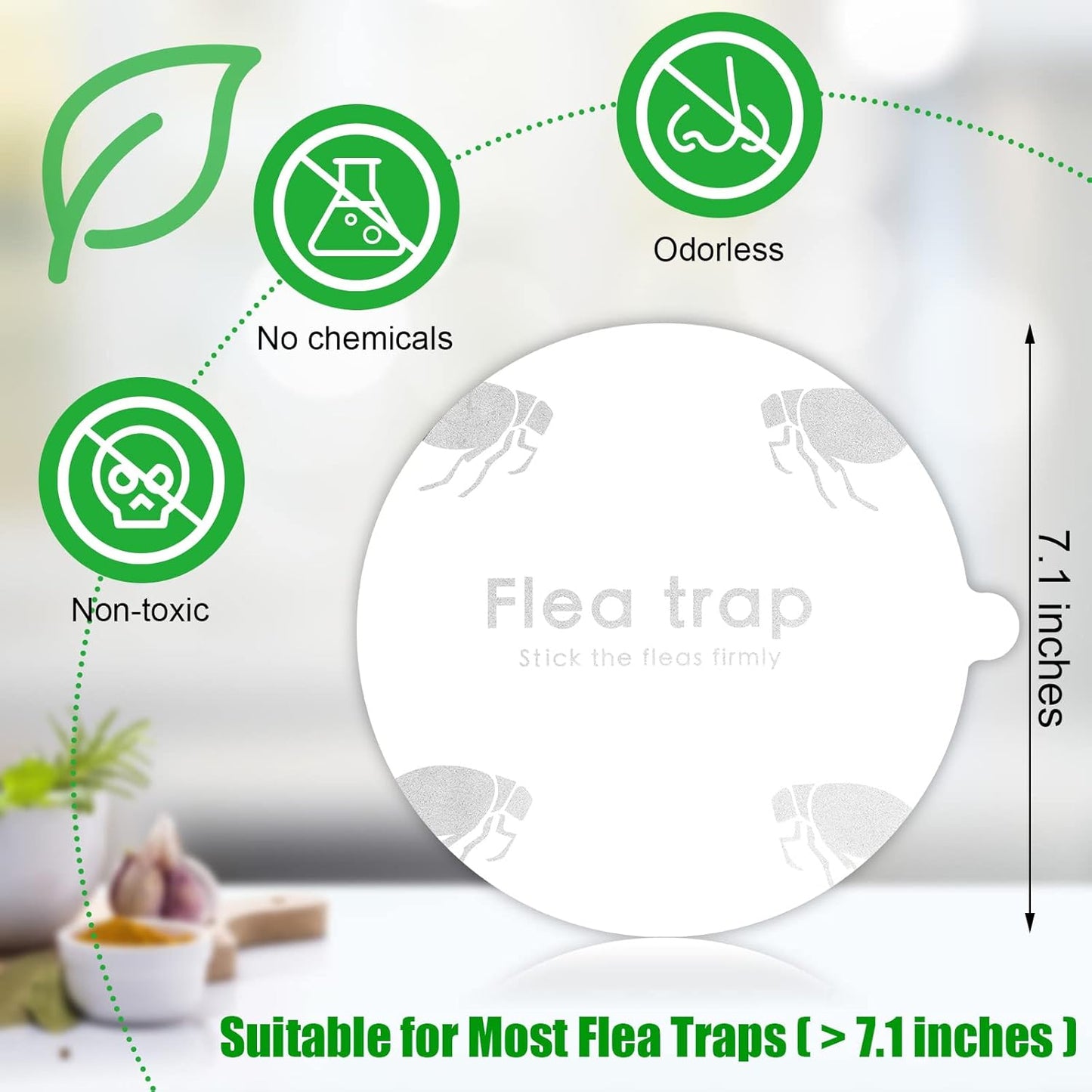 Flea Trap Refill Discs Sticky Fly Trap Refill Glue Board Refills Double Layer Adhesive Nontoxic Odorless Pest Control Replacement Sticky Glue Pads 7.1 Inch for Bugs Flies(30 Pcs)