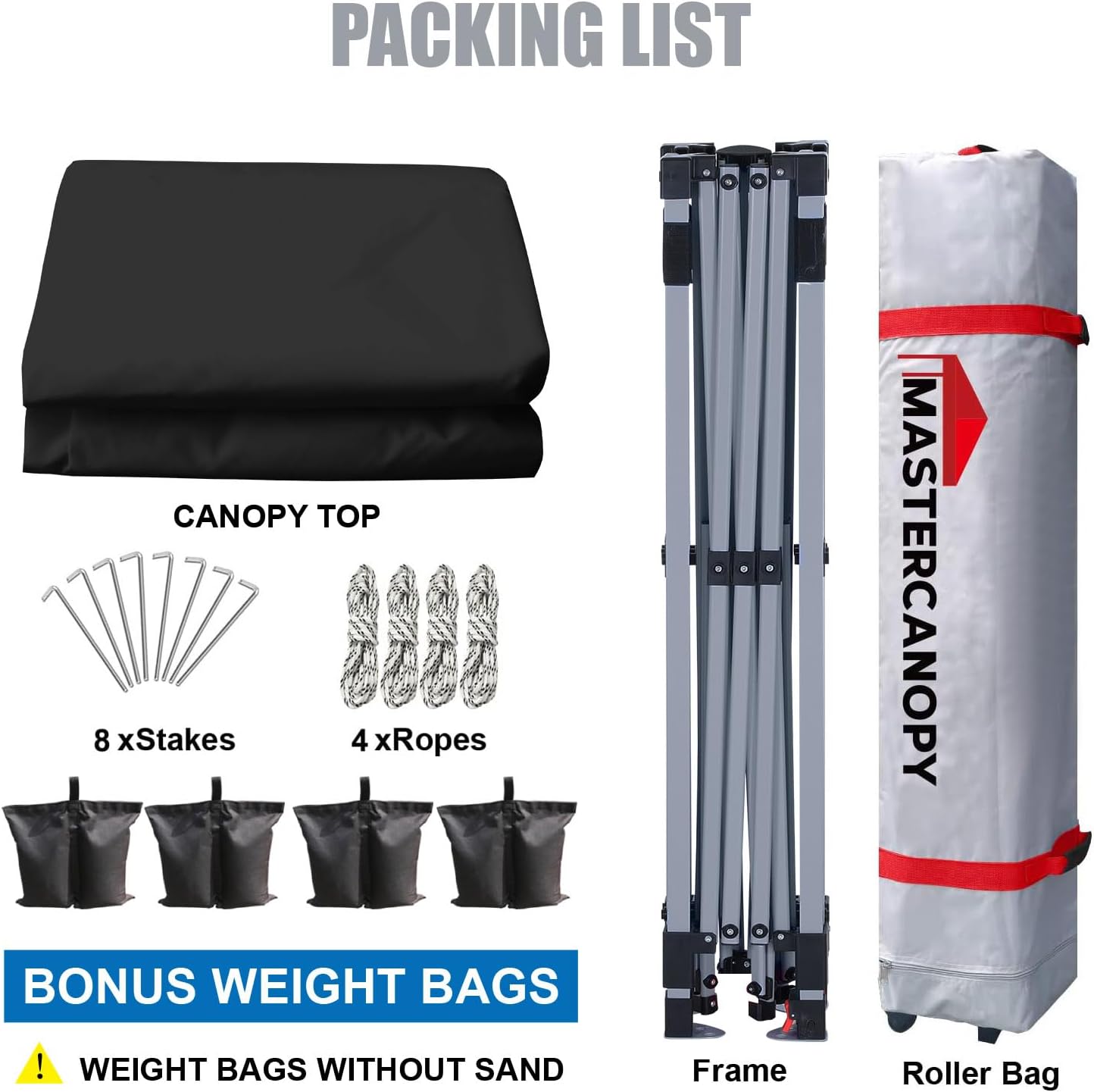 MASTERCANOPY Durable Pop-up Canopy Tent with Roller Bag (10x10, Black)