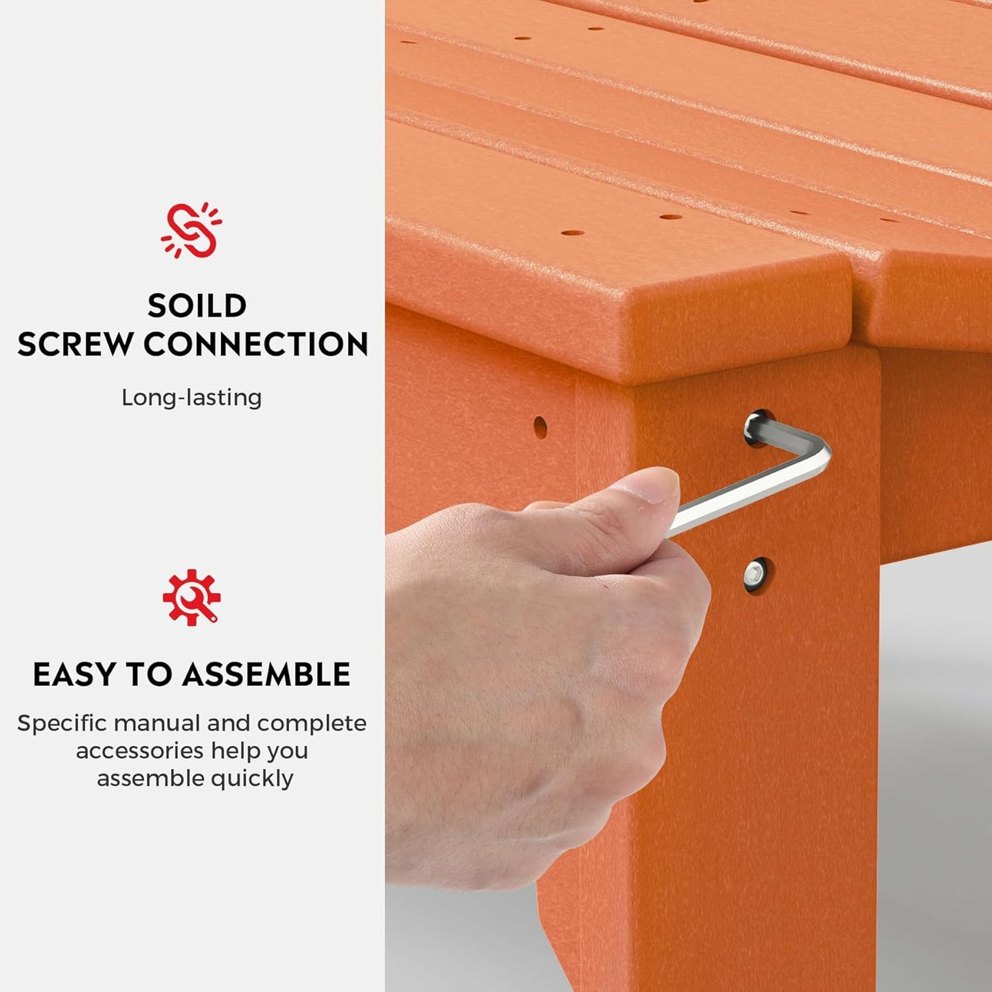 Outdoor Benches Weatherproof, All Weather Resistant Park Bench Poly Lumber Backless Garden Bench Seat for Entryway Front Porch, Orange