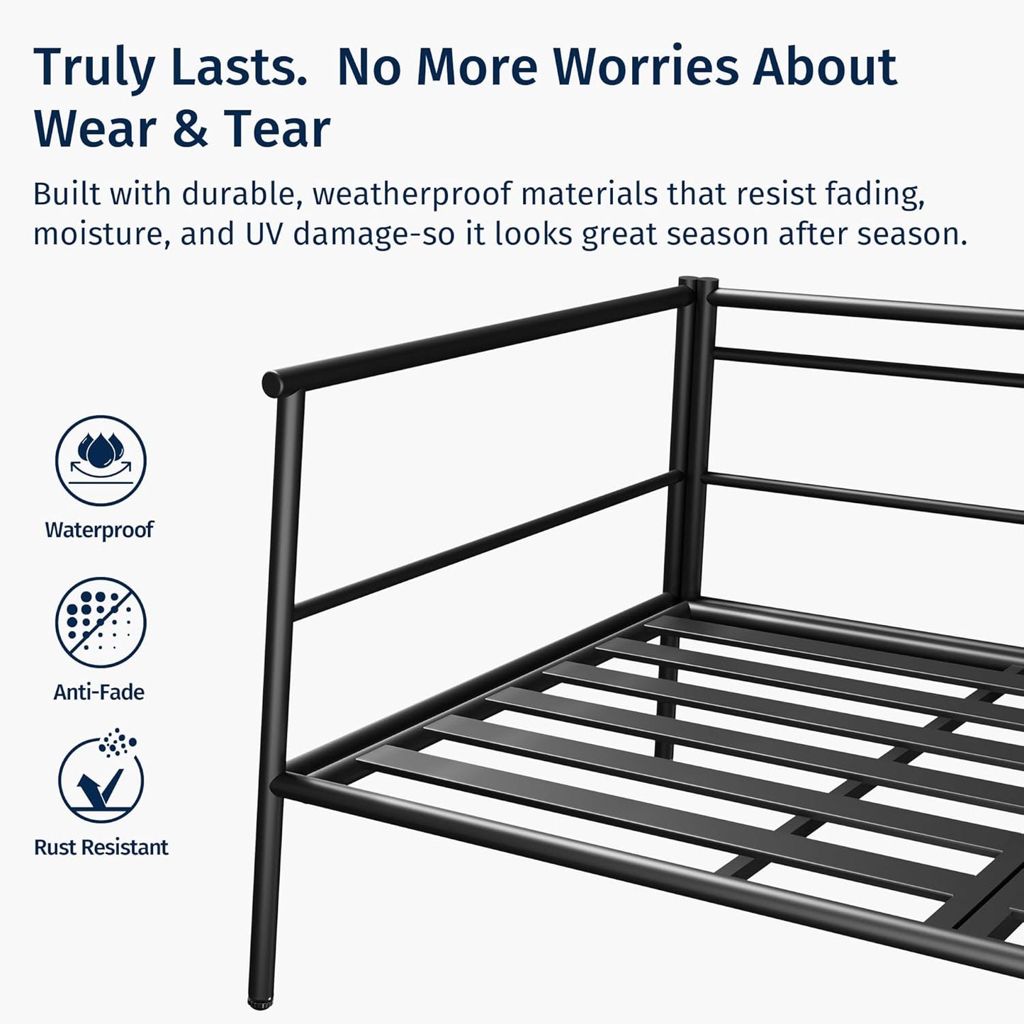 EAST OAK Outdoor Furniture | Life Chatter Loveseat | 2 Seater Sofa with 6.7" Thick Washable Cushions | Deep Seating Patio Furniture for Garden, Porch, Balcony & Backyard | Misty Grey