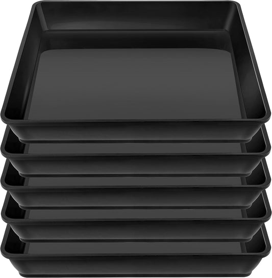 Square Plant Saucer 14 Inch 5 Pack, Durable Plastic Plant Trays Plant Pot Saucers, Square Planters for Indoors and Outdoors Plants, Garden Large Plant Saucers for Pots Black.