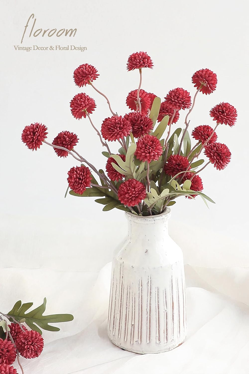 Floroom 5pcs Dark Red Faux Silk Mums Artificial Flowers, Bulk Fake Small Mini Chrysanthemums with Stems for DIY Wedding Centerpieces Floral Arrangements Vase Fillers Home Decorations