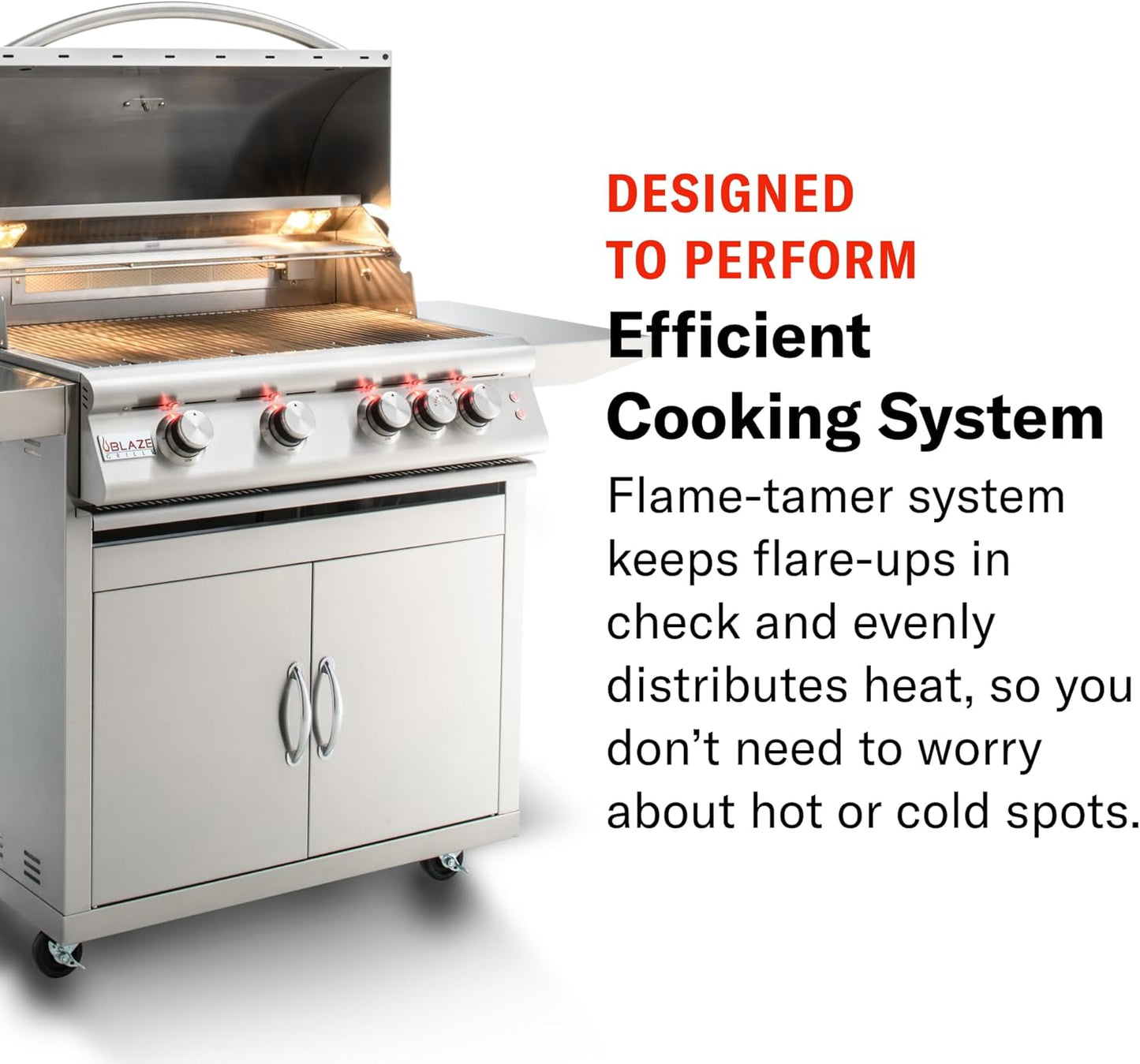 Blaze Premium LTE Built-in Propane Gas Grill | 40-Inch 5-Burner BBQ with Rear Infrared Burner & Grill Lights | 304 Stainless Steel Construction BLZ-5LTE2-LP