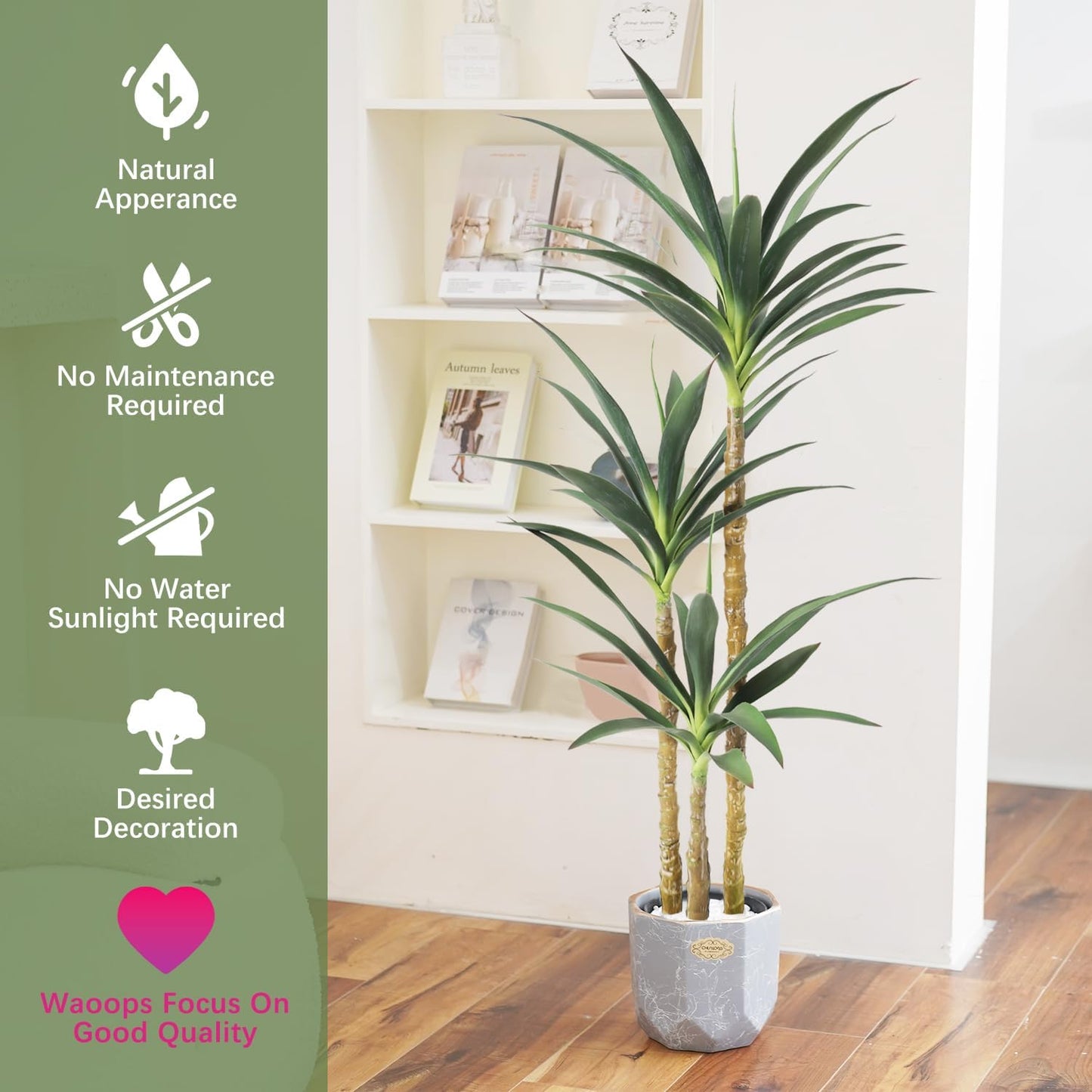 Artificial Tree 4.7Ft Faux Agave Plant with 3 Heads in Plastic Pot Fake Tree for Home Decor Indoor or Outdoor Office Decoration Housewarming Gift (4.7 Feet-2 Pack)