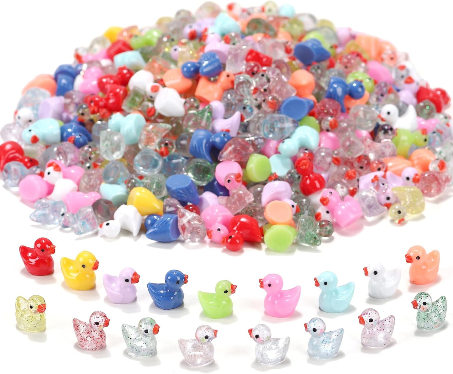 85 Pcs Mini Ducks Tiny Resin Ducks Glitter Little Animals Figurines Bulk for Micro Landscape Aquarium Ornaments Kit Dollhouse Decor Crafts Garden Accessories