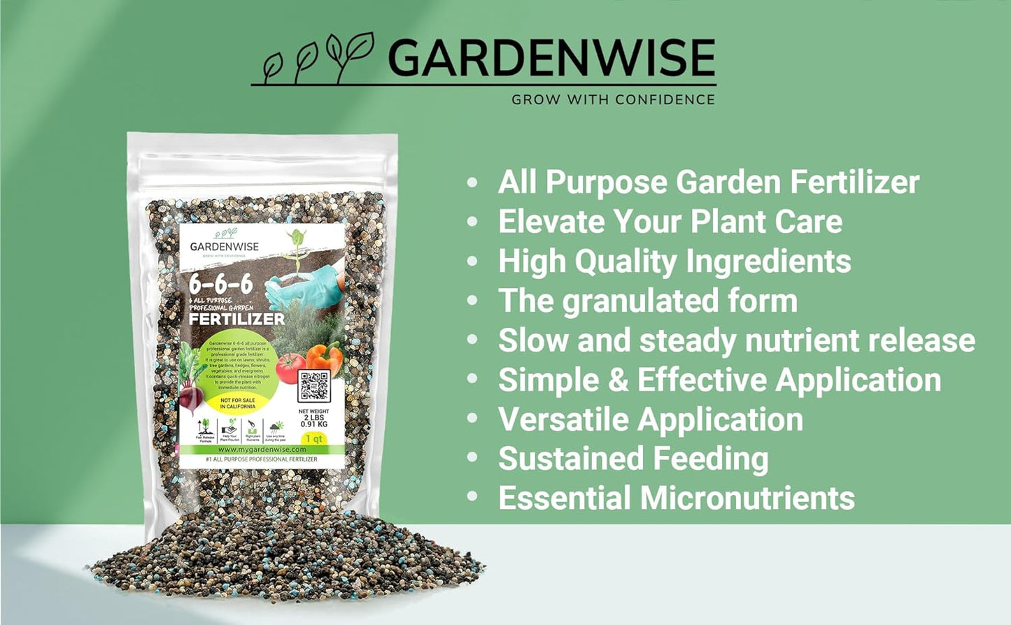 6-6-6 All-Purpose Professional Plant Food Fertilizer; Ideal for Winter Care & Spring Feeding, Perfect Balanced NPK for Indoor and Outdoor Plants (3 QUARTS)