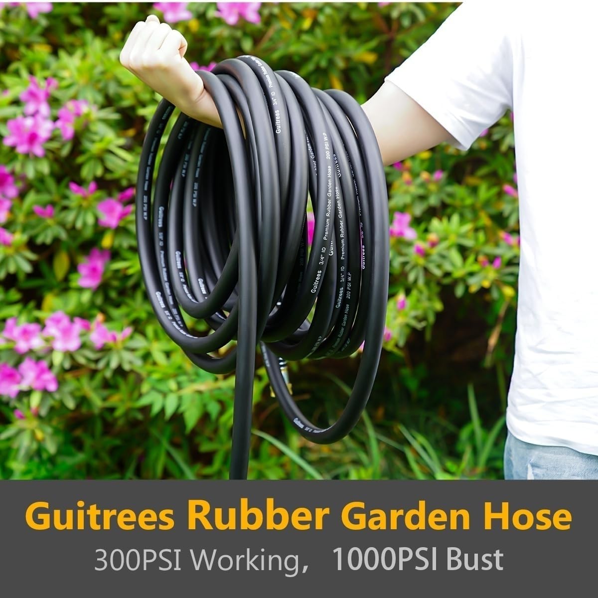Leader Garden Hose 15ft x 3/4", Heavy Duty Short Water Hose, Male to Female Fittings, Five Layered Braiding for Durability, 1000PSI Burst, 300PSI Working (Black)