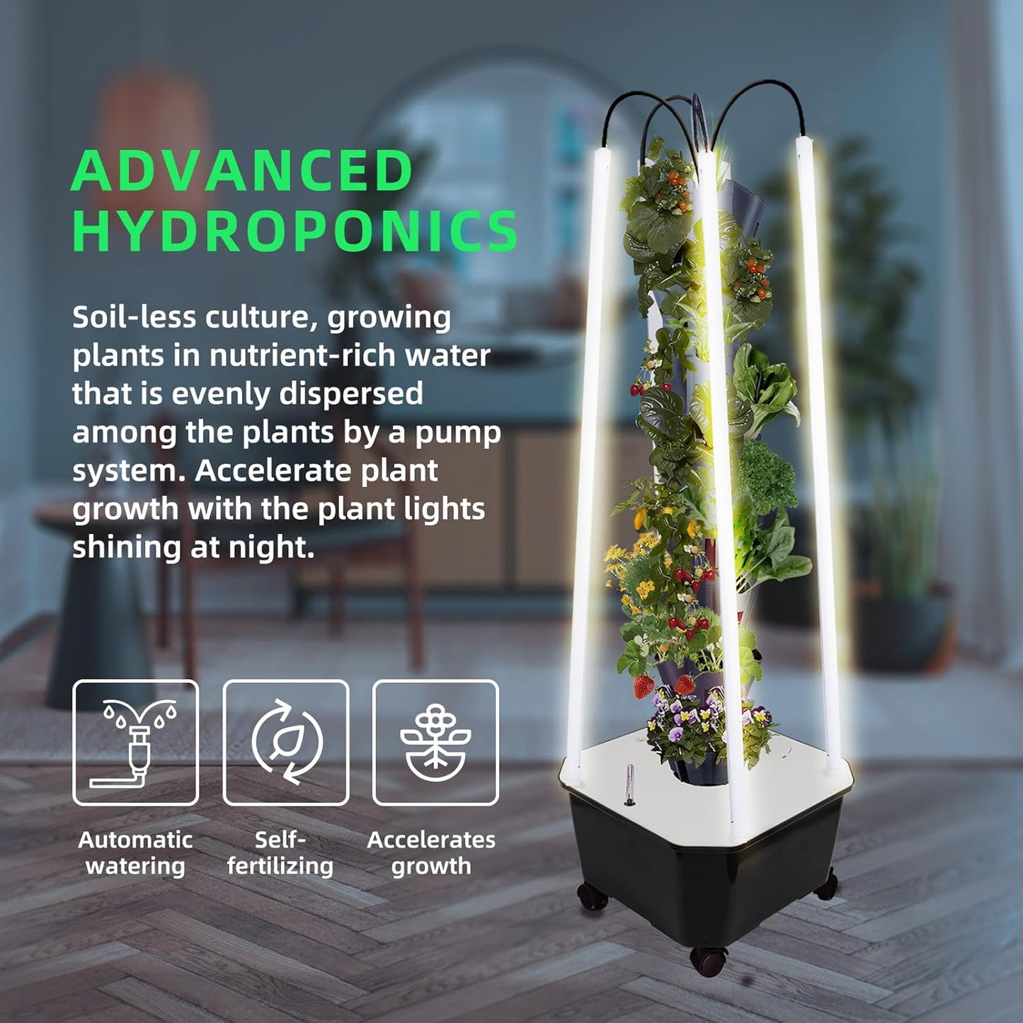 Hydroponic Growing System with Grow Lights, Indoor Gardening System, Grow Plant Food at Home with 40 Pieces at a time for Fruits, Vegetables, Herbs, and Miniature Greens (No Seedlings Included)