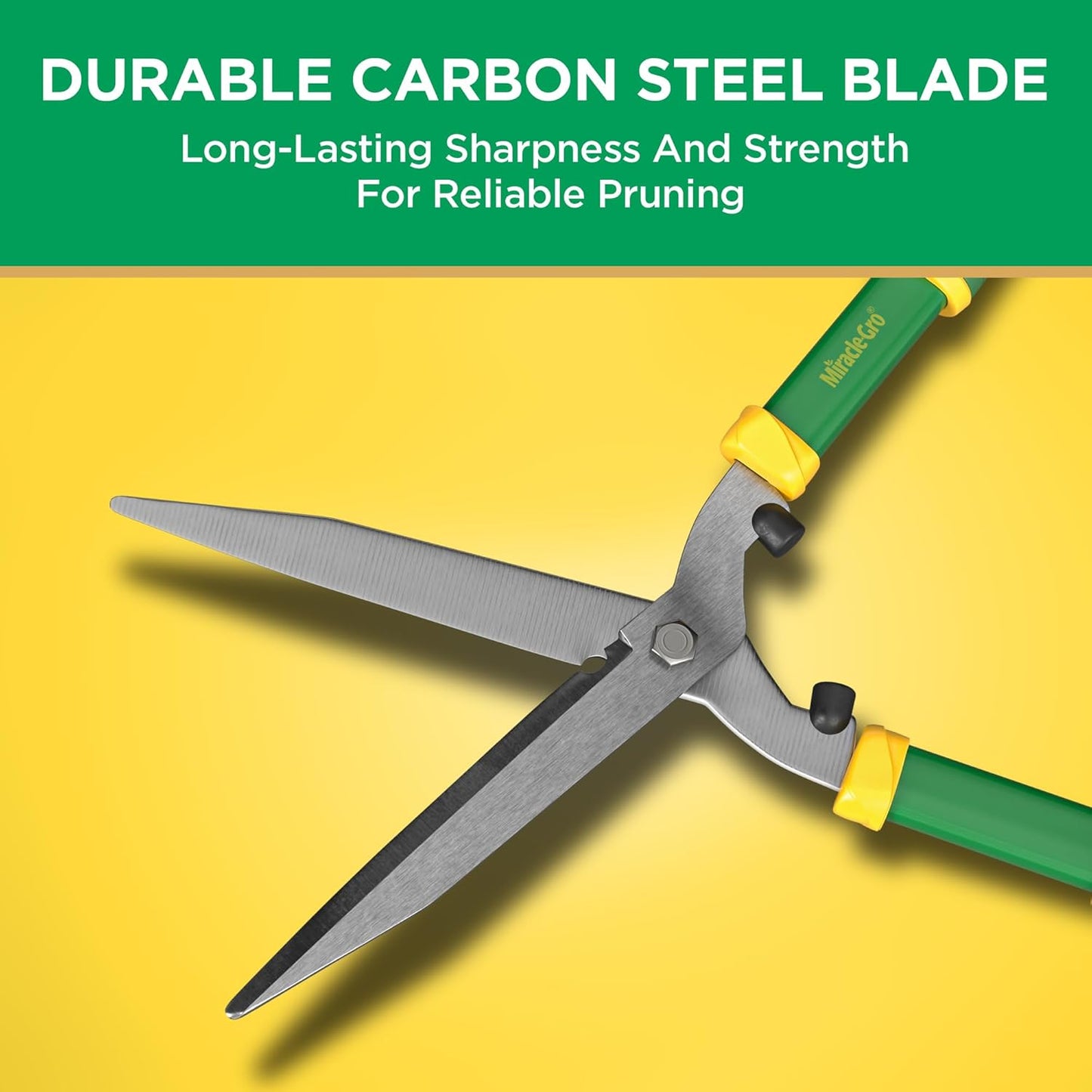 Miracle-Gro 21 in. Hedge Shears – Lawn and Yard Tool with Sharp Carbon Steel Blades, Comfort Grip Handles, and Lightweight Design for Shaping/Trimming Hedges, Shrubs, and Bushes