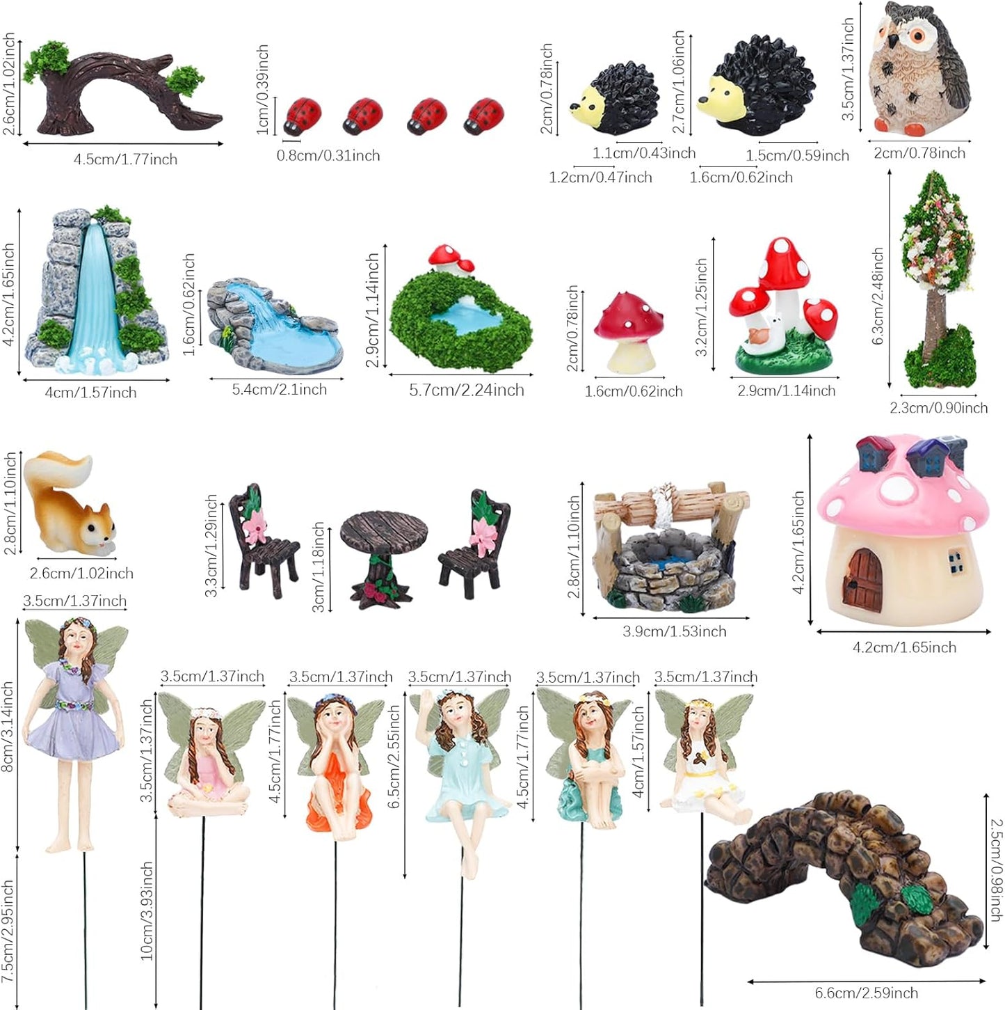 ONEST 27 Pieces Miniature Fairy Garden Accessories Small Fairy Figurines Hand Painted Fairies Figures for Car Decor Garden Flower Pot Birthday Cake Topper