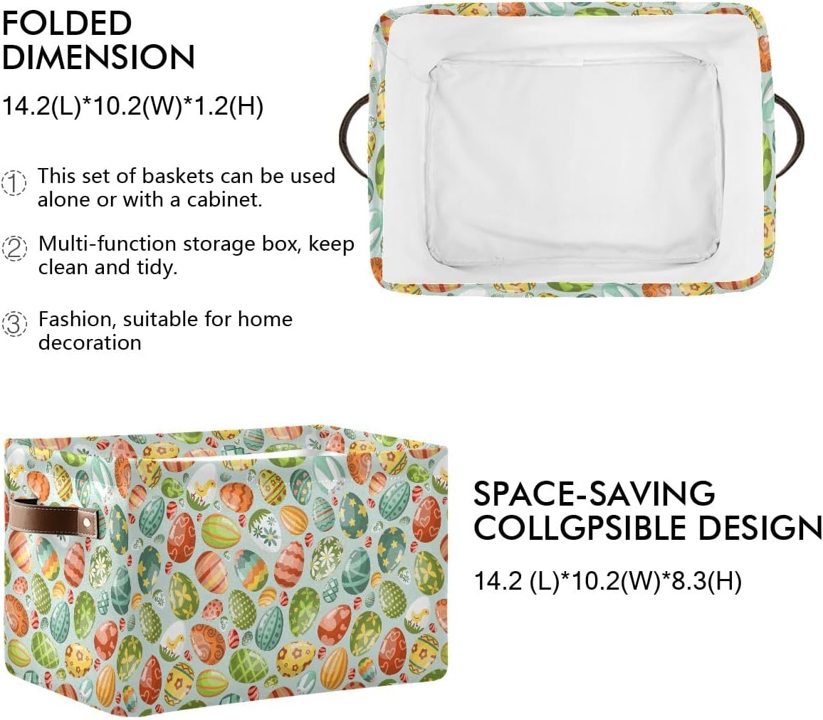 Easter Egg Rectangular Storage Basket Organizer Bin Shelf Baskets For Clothes Gifts For Home Office Dorm