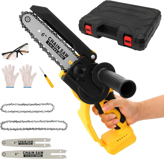 Mini Chainsaw for Dewalt 20V MAX Battery, Brushless 8 Inch & 6 Inch Handheld Pruning Chainsaws with Security Lock, Cordless Portable Chain saw for Tree Branches/Wood Cutting(Tool Only)