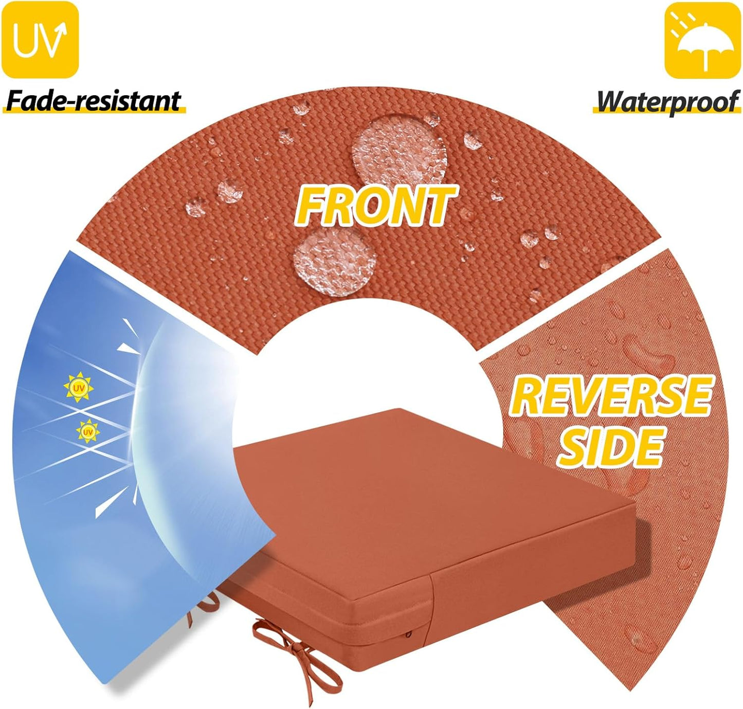 AAAAAcessories Outdoor Seat Cushions for Chairs, Waterproof, Fade-Resistant Patio Furniture Replacement Cushions, 18" x 18" x 2", Set of 2, Rust