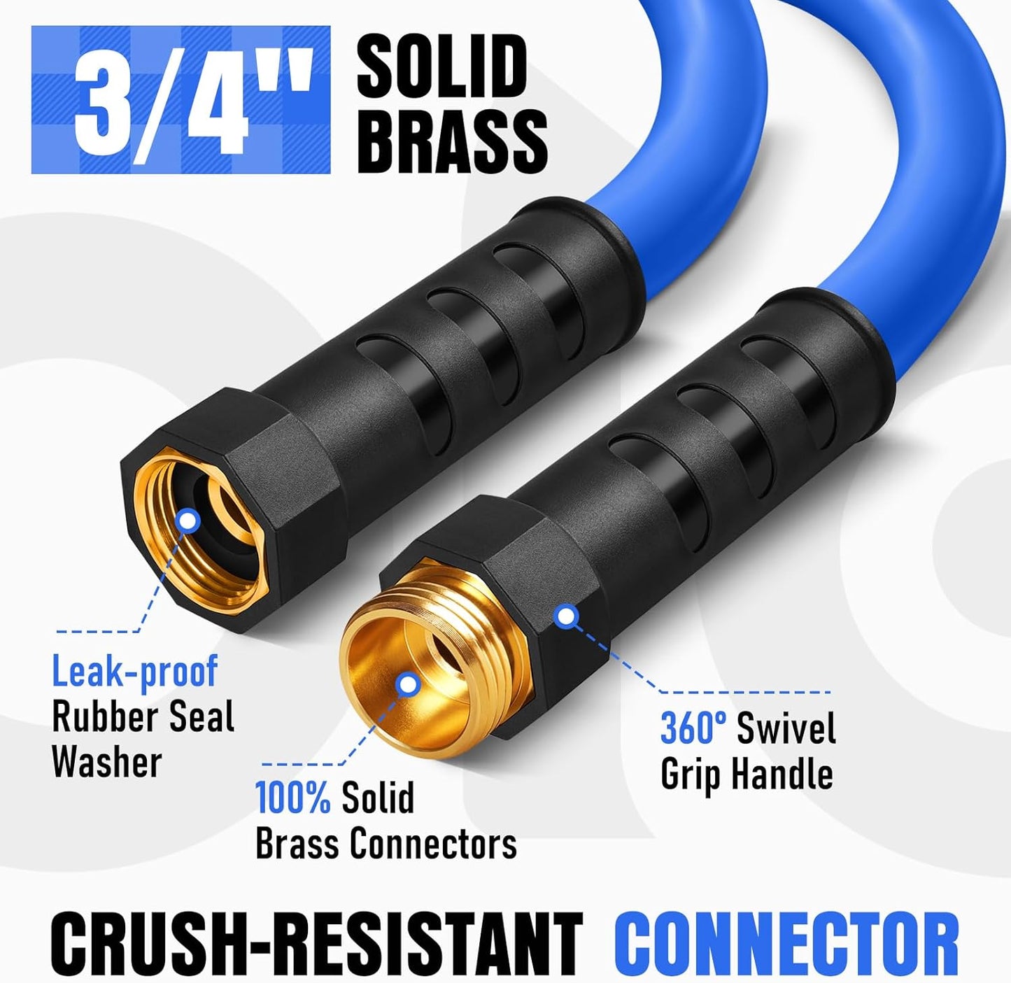 Heavy Duty Garden Hose 6 ft, Non-Expanding Flexible Water Hose, Kink Resistant Lightweight Hybrid Hose, Leakproof Hose Male to Female Fittings