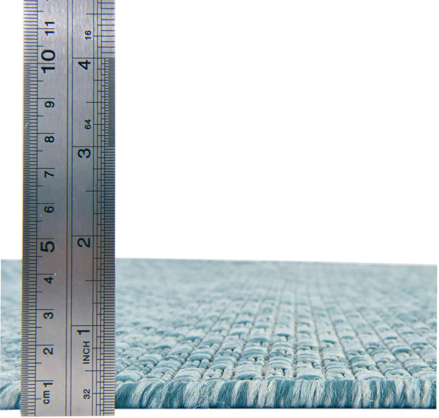 Unique Loom Collection Casual Transitional Solid Heathered Indoor/Outdoor Flatweave Area Rug (2' 7" x 10' Runner, Aquamarine/Ivory)