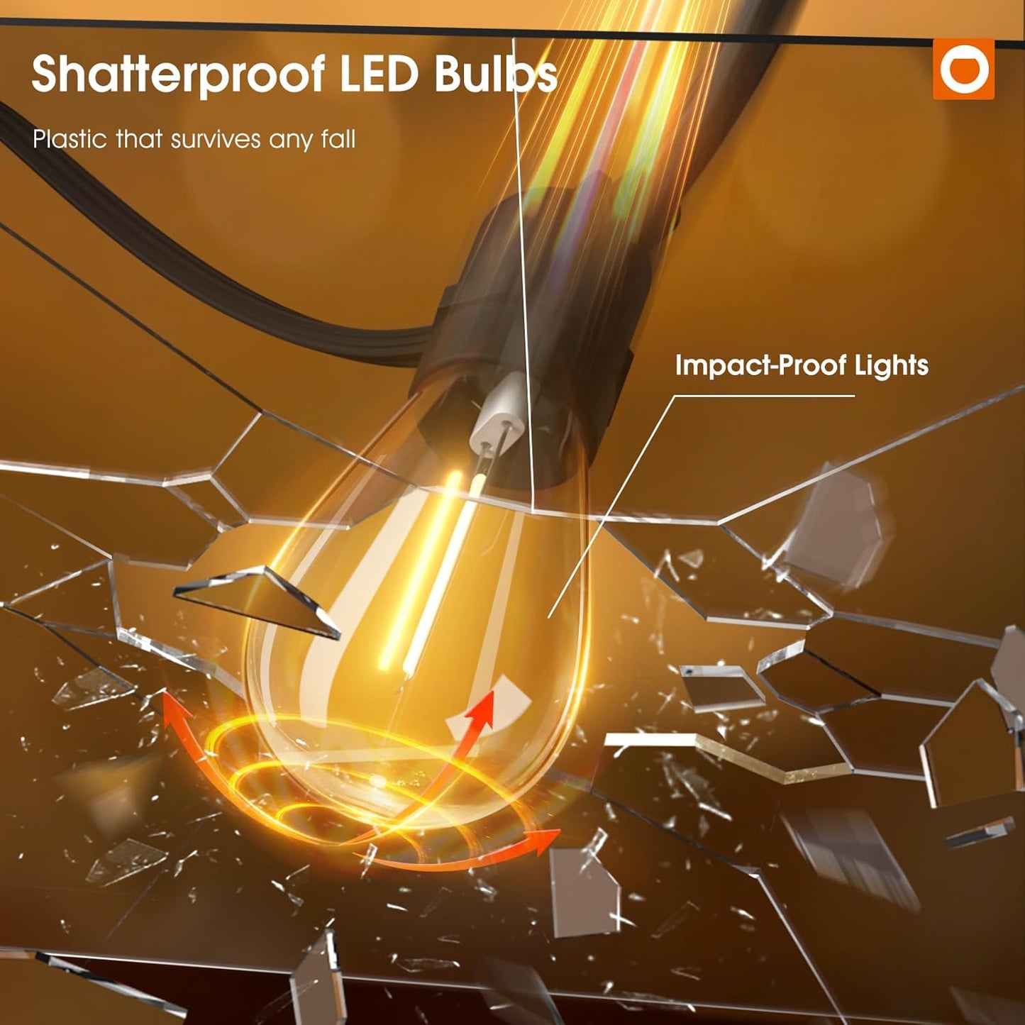 addlon 50FT LED Outdoor String Lights with Edison Shatterproof Bulbs, Weatherproof Strand, Commercial Grade Patio Lights, Decorative for Garden or Patio, Black