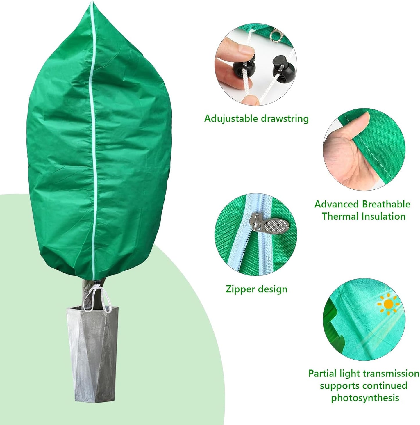 Plant Covers Freeze Protection – 2 Pack 95"x95" Extra Large Frost Blankets for Outdoor Plants, 2.4oz Heavy-Duty Tree Covers with Zipper & Drawstring – Reusable Winter Plant Freeze Cloth