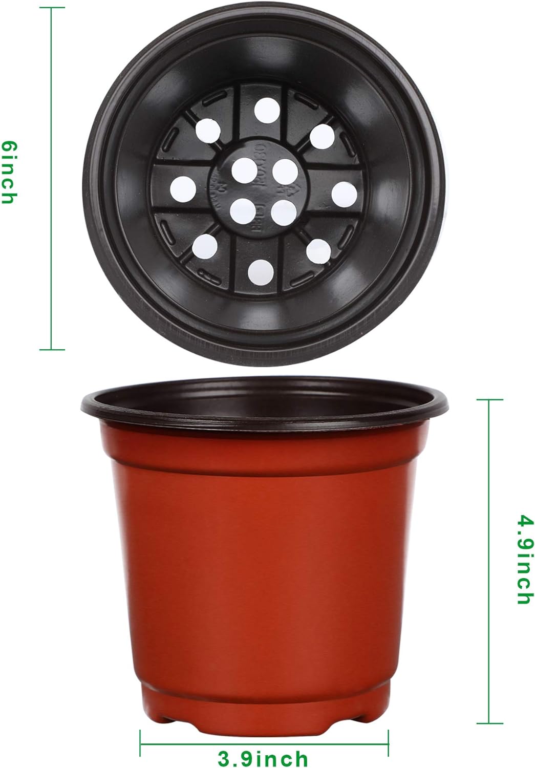 Augshy 110 Pcs 6" Plastic Plants Nursery Pot, Seed Starting Pots for Succulent Seedling Cutting Transplanting